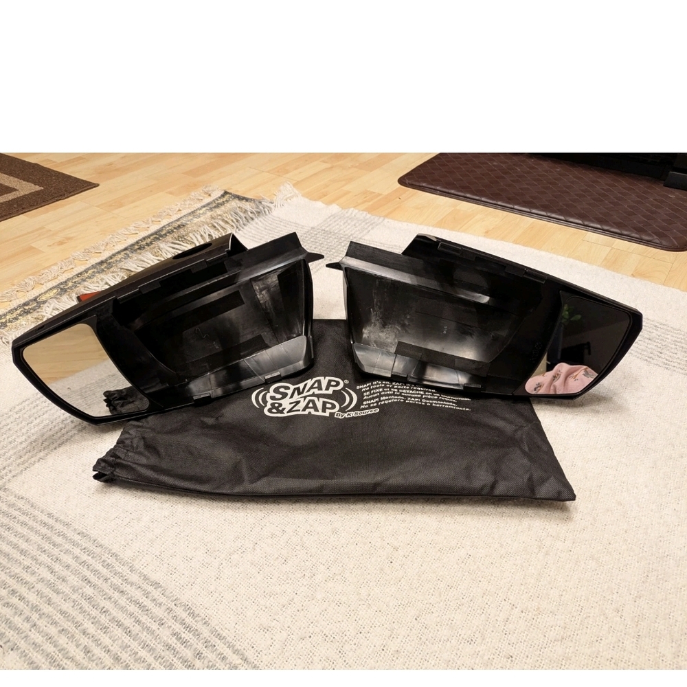 Brand New Black Snap On Side Mirror Covers Helps With Driving Pulling A Trailer